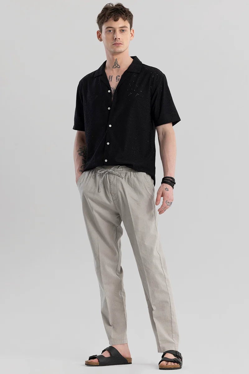 SNITCH Wafty Grey Linen Trousers - Image 3